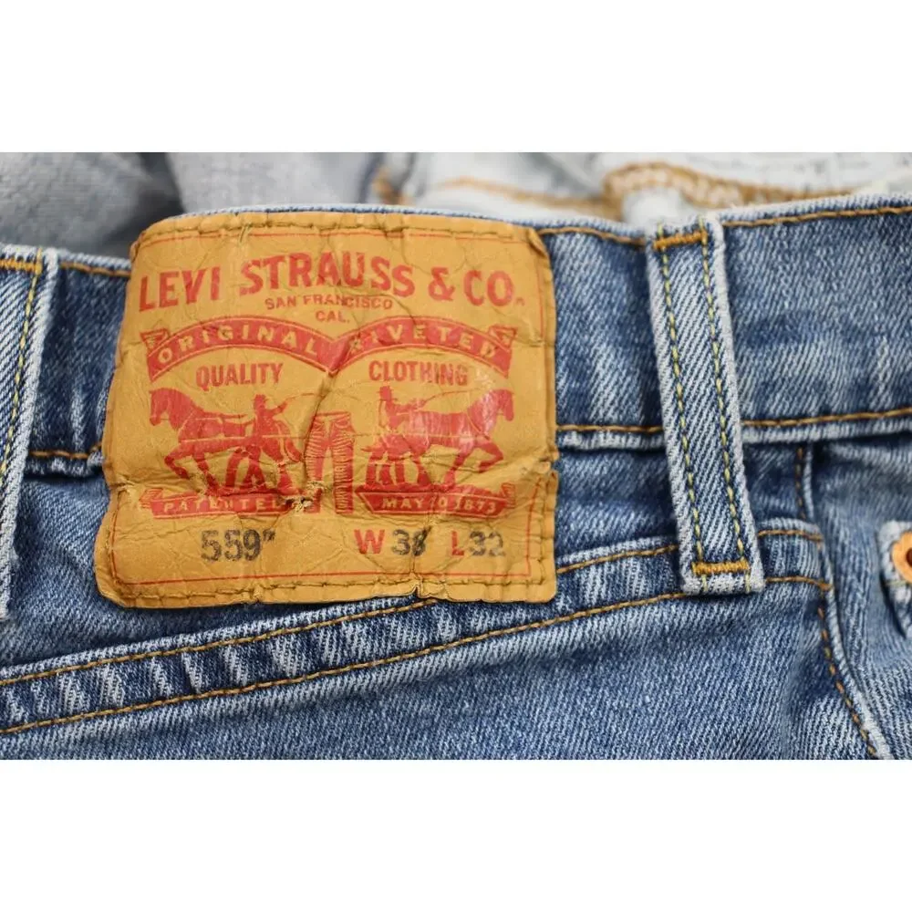Levis Jeans‎ Mens Size W38 L32 Blue Denim 559 Relaxed Fit Straight Leg Mid Rise